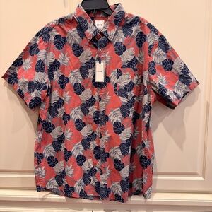 Leaf Pattern Casual Button-Down Shirt